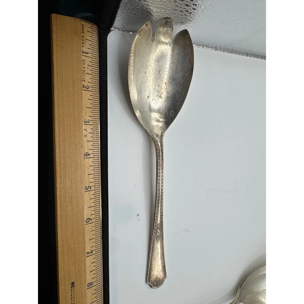 Oneida Silver Berkeley 1929 Wm A Rogers Silverplate Salad Serving Set 2pc 8.25in